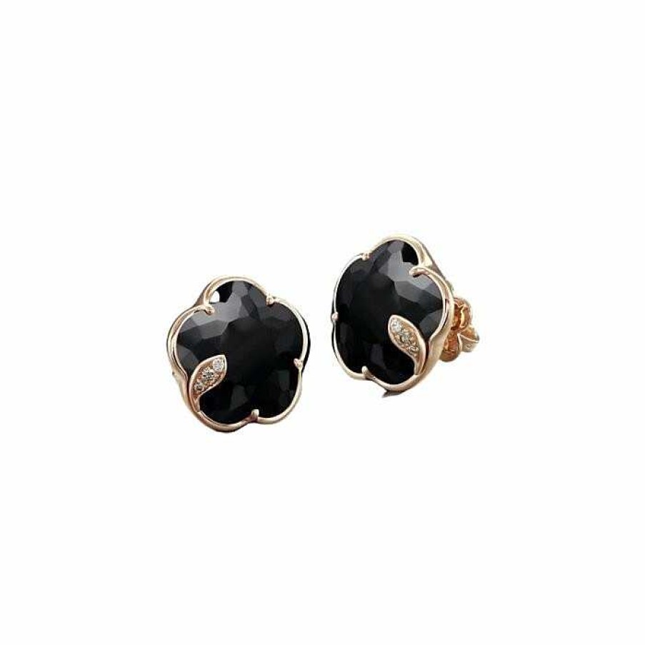 Pasquale Bruni Boucles D'Oreilles Pasquale Bruni Petit Joli' En Or Rose, Onyx Et Diamants Blancs