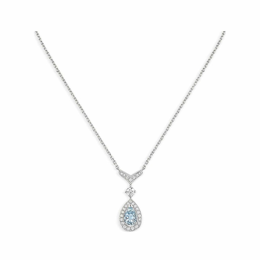 Chaumet Pendentif Chaumet Jos Phine Aigrette En Or Blanc, Aigue-Marine Et Diamants