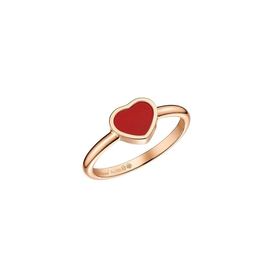 Chopard Bague Chopard My Happy Hearts En Or Rose Et Cornaline, Taille 52