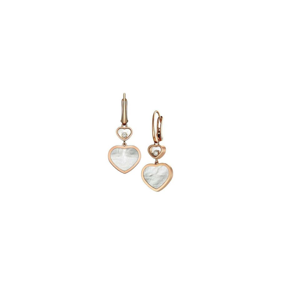 Chopard Boucles D'Oreilles Chopard Happy Hearts En Or Rose, Nacre Et Diamants