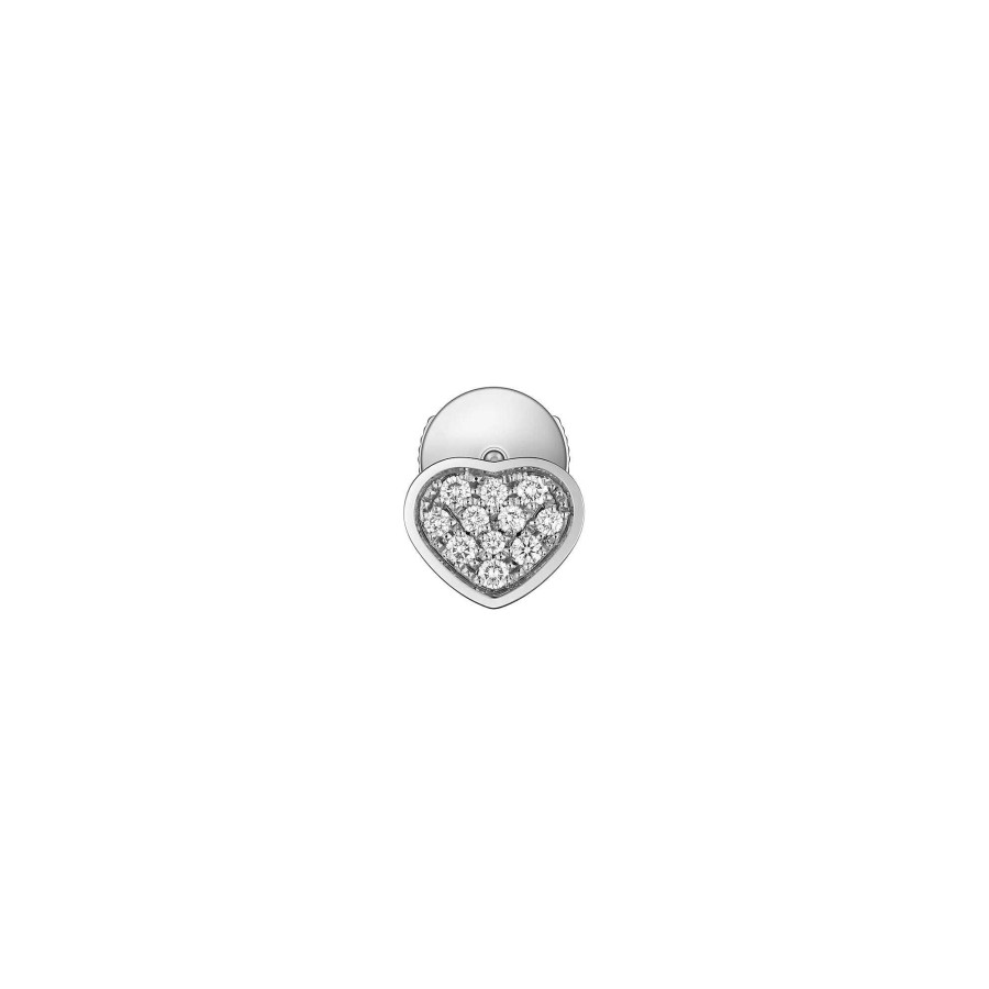 Chopard Mono Boucle D'Oreille Chopard My Happy Hearts En Or Blanc Et Diamants