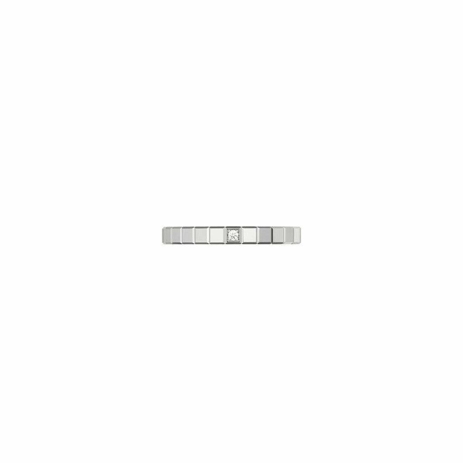 Chopard Bague Chopard Ice Cube Pure En Or Blanc Et Diamant, Taille 48