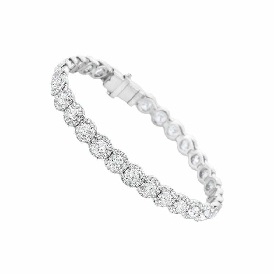 Créations Julian Bracelet En Or Blanc, Diamants Blancs Et Diamants Blancs, Taille 17.5