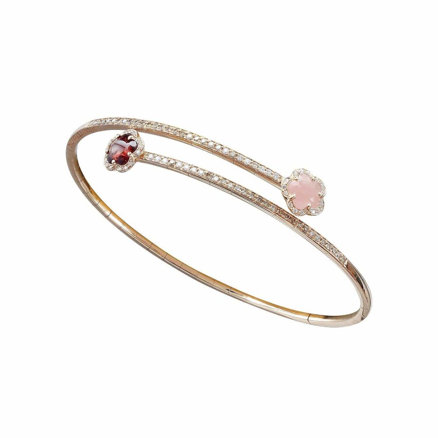 Pasquale Bruni Bracelet Pasquale Bruni Figlia Dei Fiori En Or Rose, Grenat, Calcedoine Rose Et Diamants Blancs & Champagnes