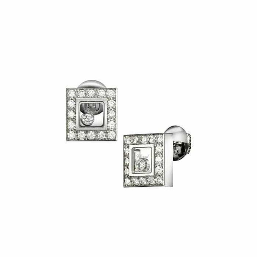 Chopard Boucles D'Oreilles Chopard Happy Diamonds En Or Blanc Et Diamants