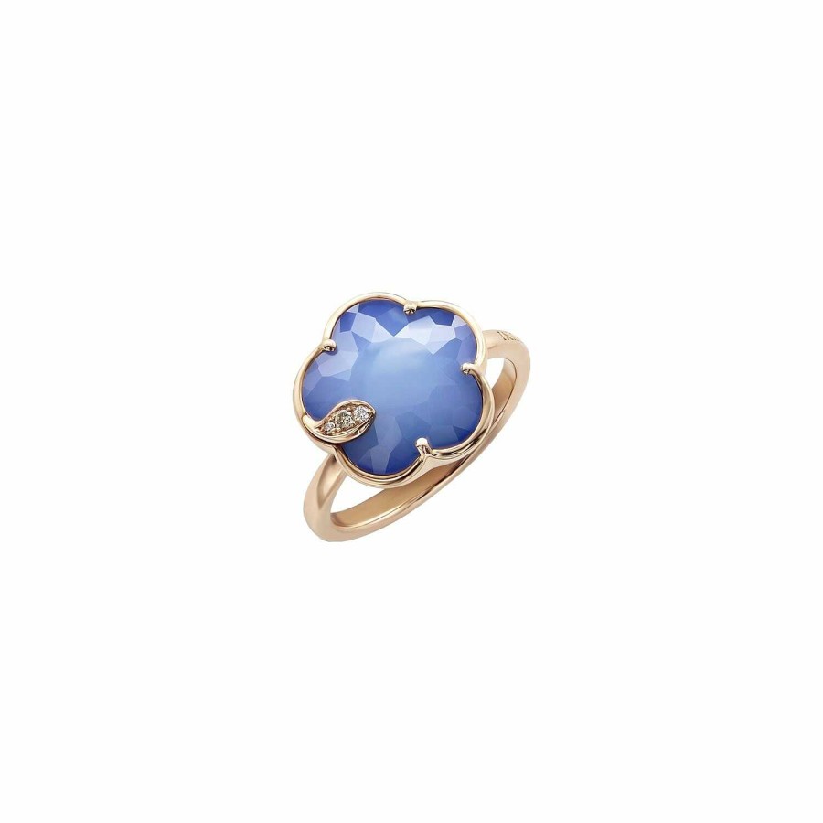 Pasquale Bruni Bague Pasquale Bruni Petit Joli' En Or Rose, Doublet Lapis-Lazuli & Agate Et Diamants Blancs & Champagnes