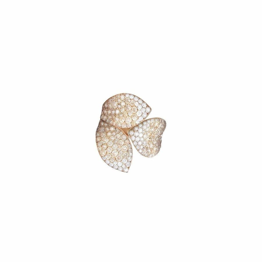 Pasquale Bruni Bague Pasquale Bruni Giardini Segreti En Or Rose, Diamants Bruns Et Blancs