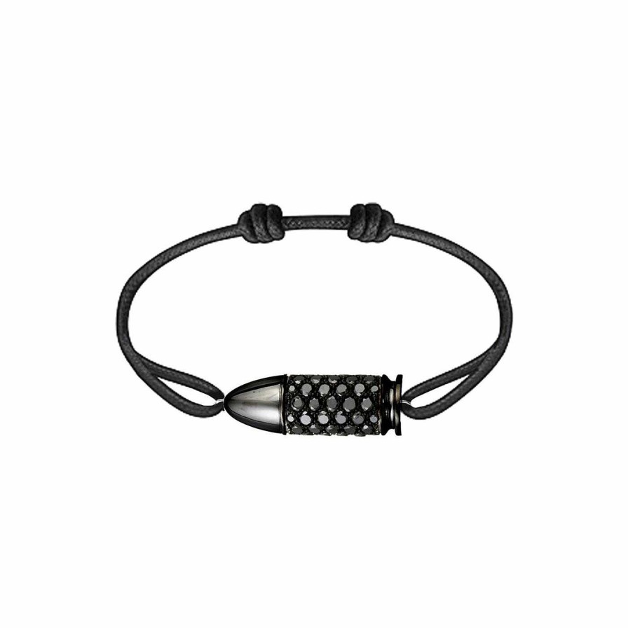 Akillis Bracelet Akillis Cordon Bang Bang En Or Noir Pav De Diamants Noirs