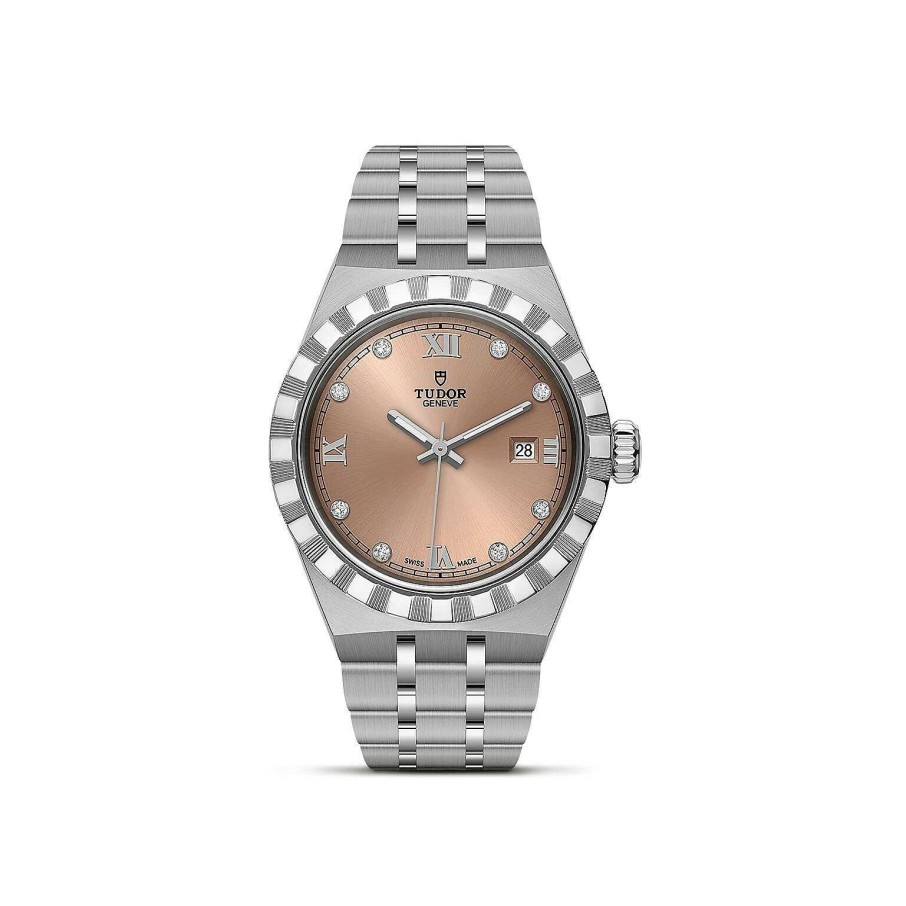 TUDOR Montre Tudor Royal Bo Tier En Acier, 28 Mm, Cadran Serti De Diamants