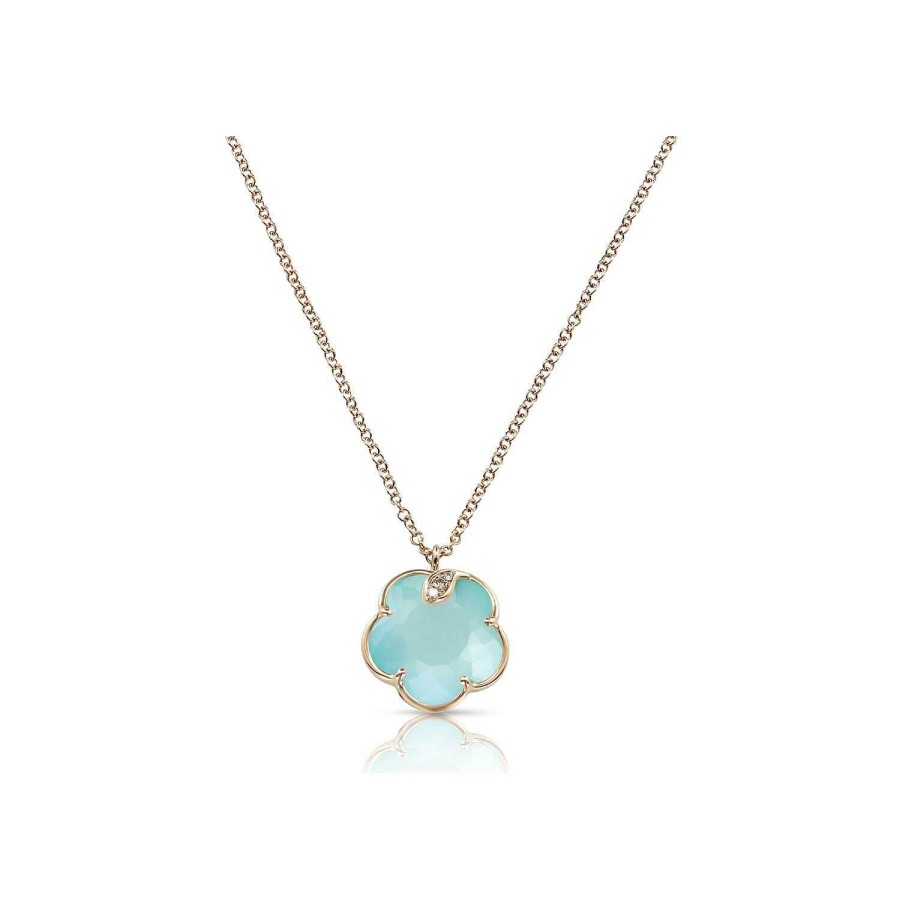 Pasquale Bruni Collier Pasquale Bruni Petit Joli En Or Rose, Diamants, Turquoise Et Pierre De Lune