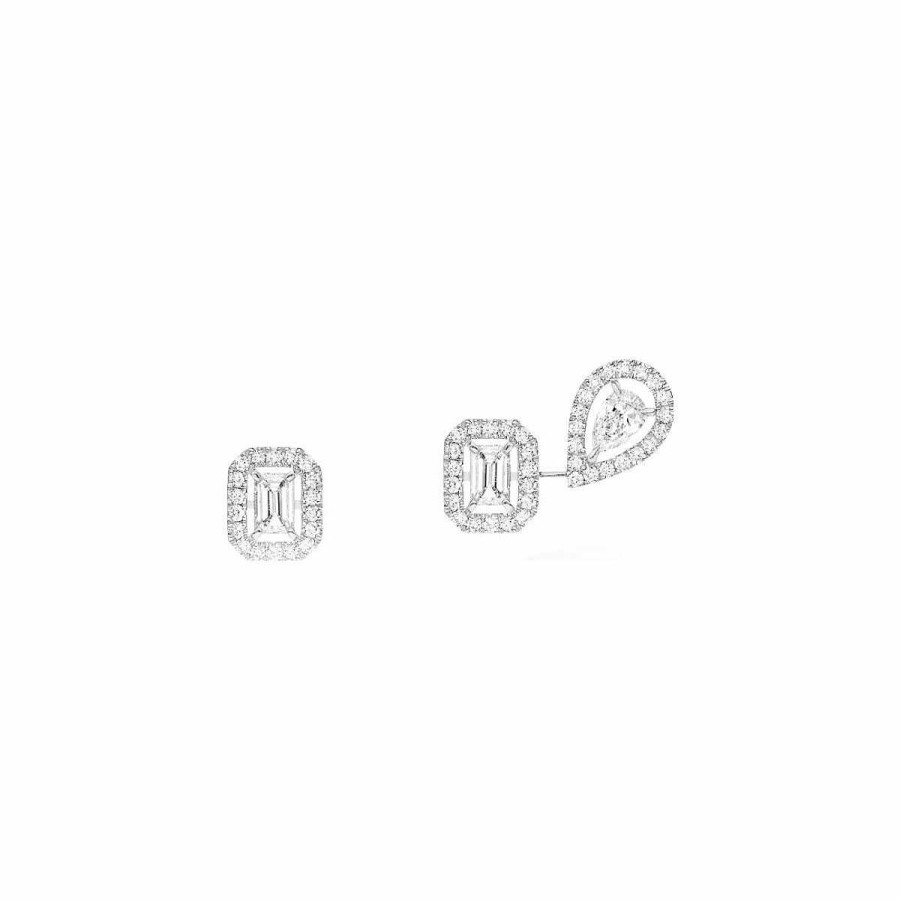 Messika Boucles D'Oreilles Messika My Twin 1+2 En Or Blanc Et Diamants