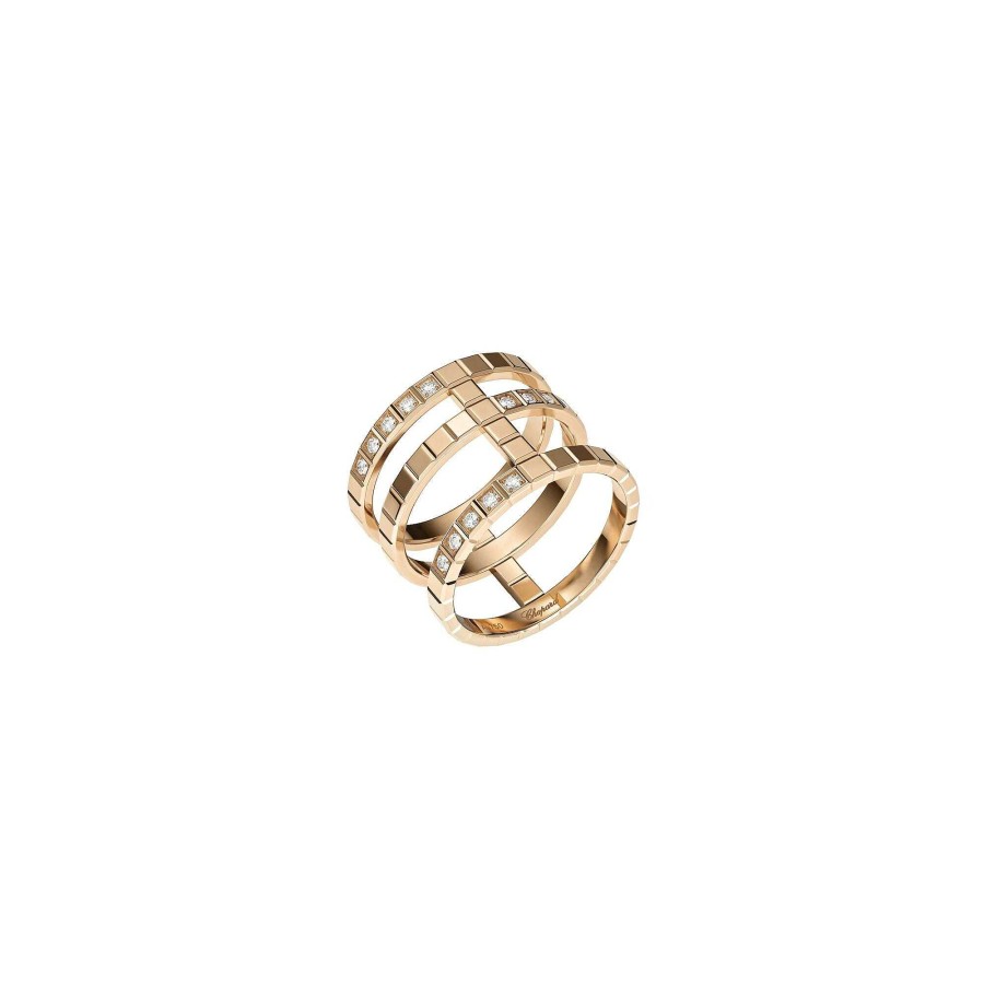 Chopard Bague Chopard Ice Cube En Or Rose Et Diamants, Taille 54