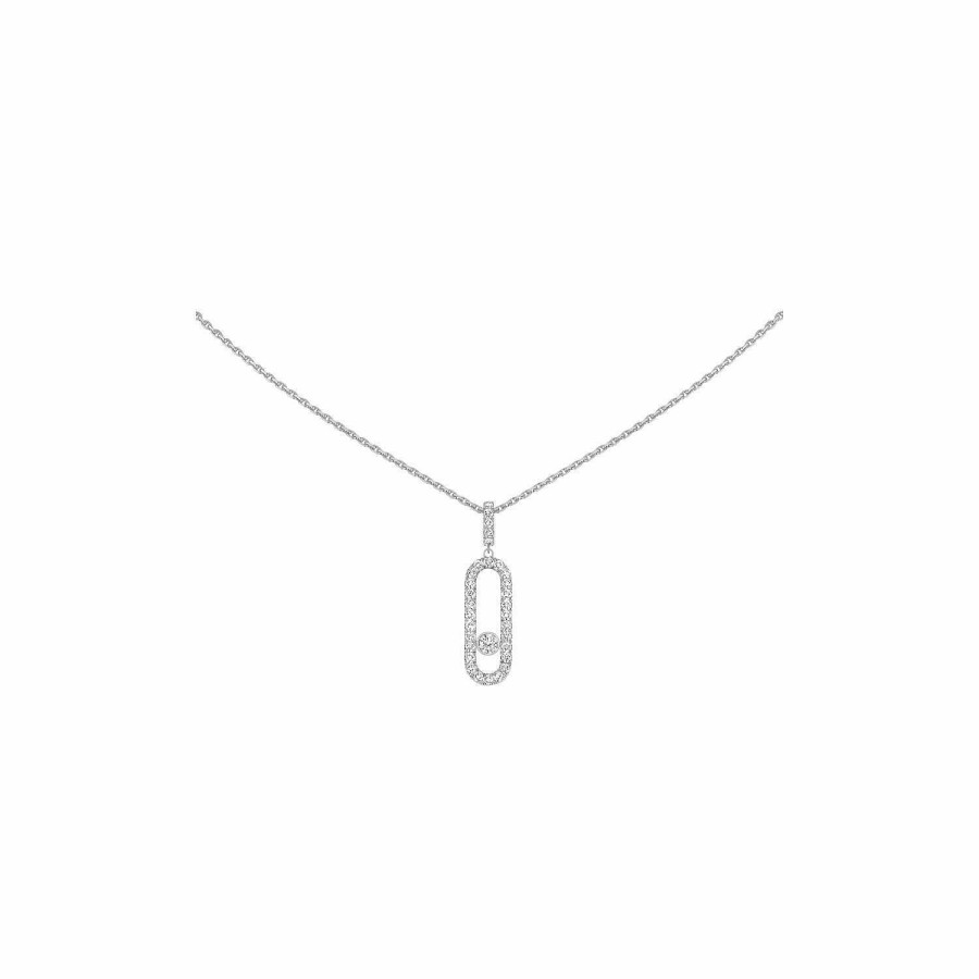 Messika Collier Messika Move Uno Gm En Or Blanc Pav De Diamants