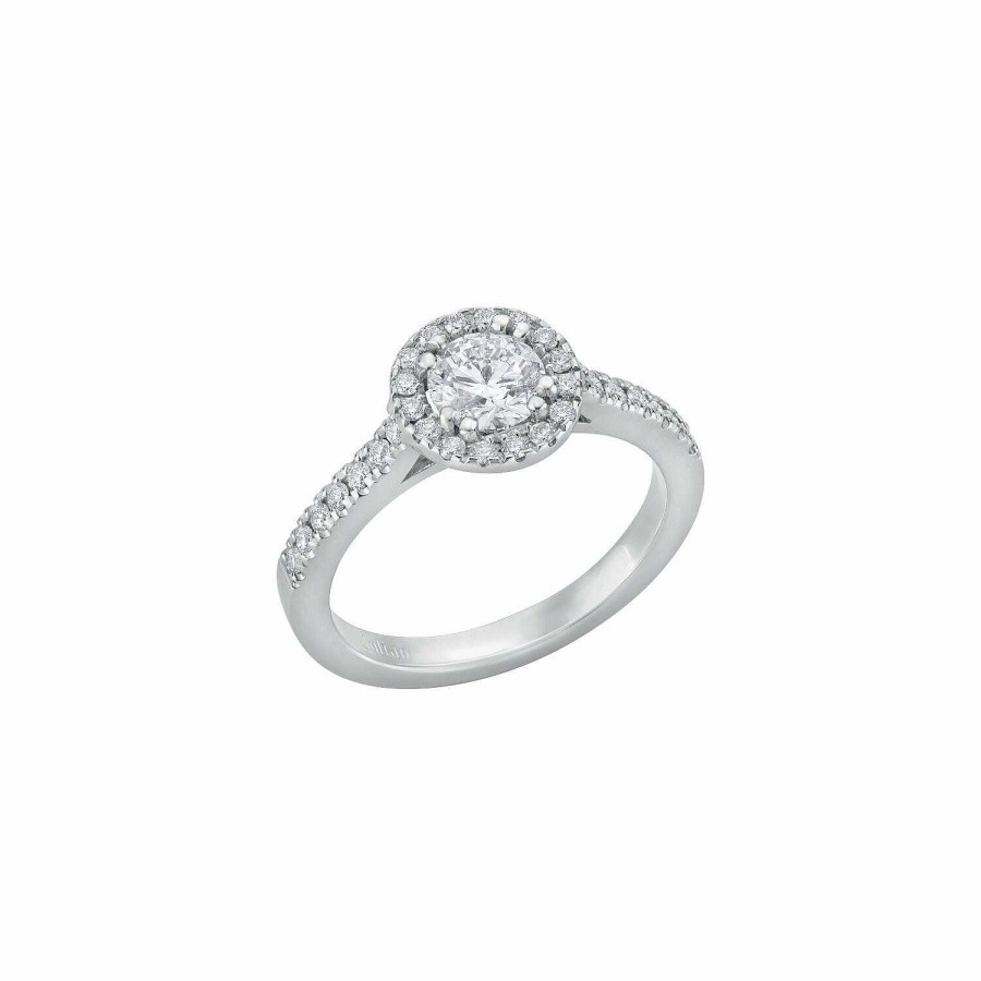 Créations Julian Bague Solitaire En Or Blanc Palladi , Diamant Blanc Et Diamants Blancs