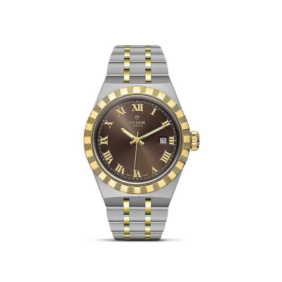 TUDOR Montre Tudor Royal Bo Tier En Acier, 28 Mm, Lunette En Or Jaune