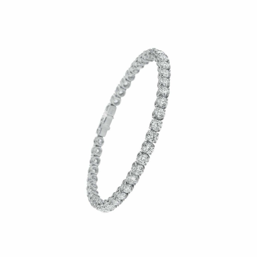 Créations Julian Bracelet Ligne De Diamants Taille Brillant En Or Blanc. T. 17,5 Cm