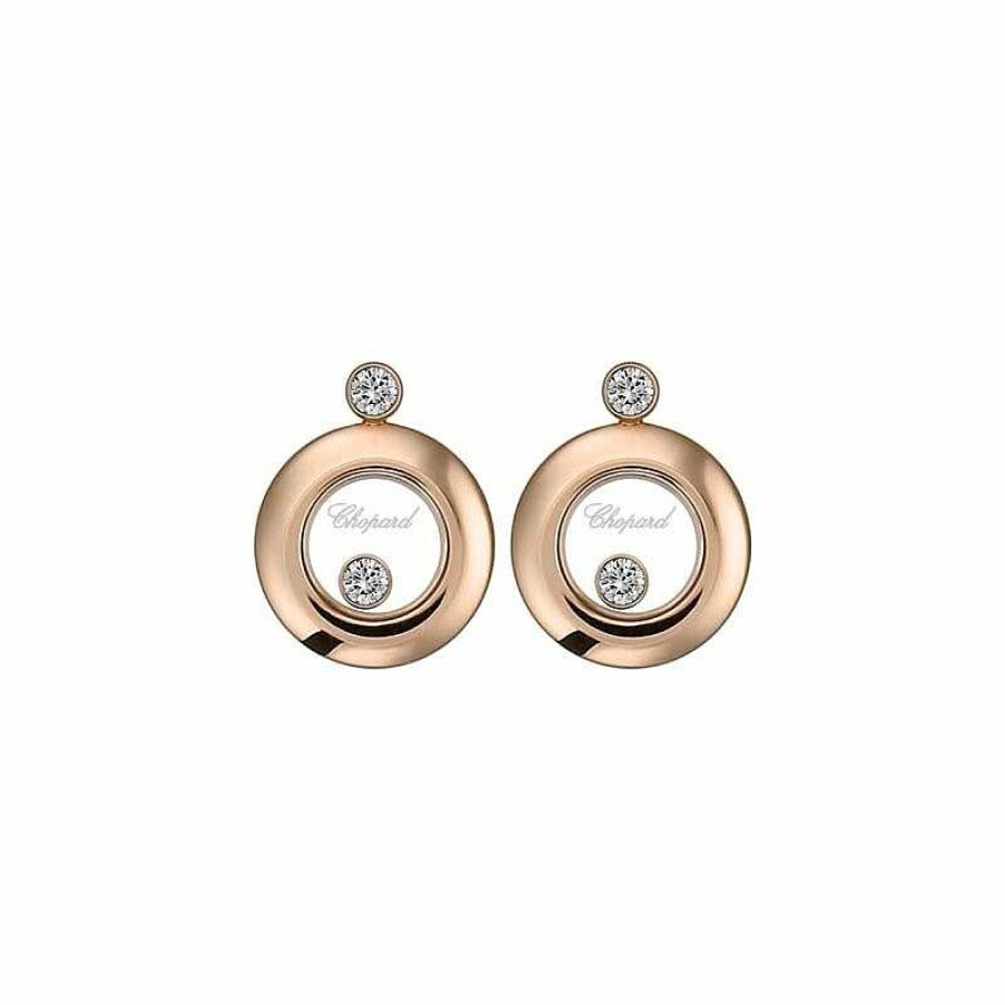 Chopard Boucles D'Oreilles Chopard Happy Diamonds En Or Rose Et Diamants