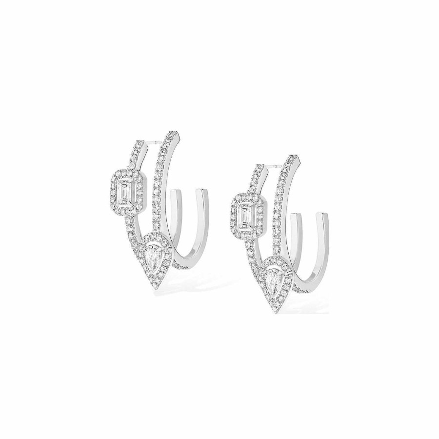 Messika Boucles D'Oreilles Cr Oles Messika My Twin En Or Blanc Et Diamants