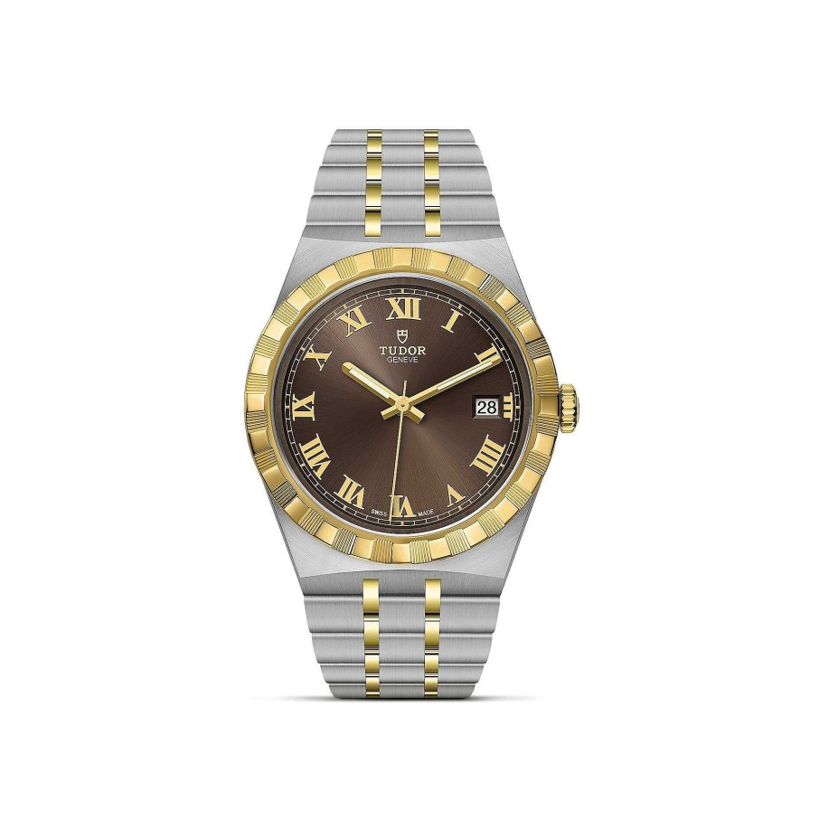 TUDOR Montre Tudor Royal Bo Tier En Acier, 38 Mm, Lunette En Or Jaune