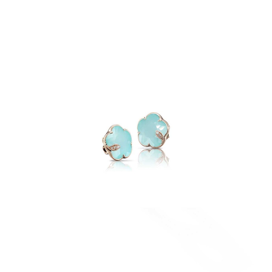 Pasquale Bruni Boucles D'Oreilles Pasquale Bruni Petit Joli En Or Rose, Diamants, Turquoise Et Pierre De Lune