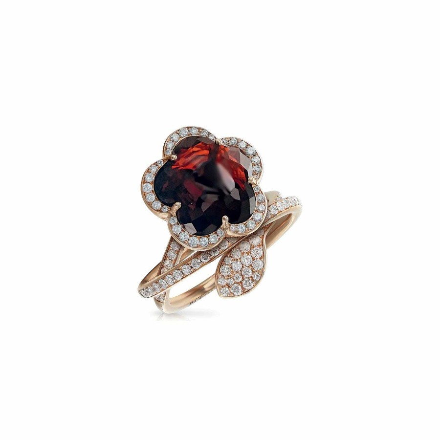 Pasquale Bruni Bague Pasquale Bruni Je T'Aime En Or Rose, Grenat, Diamants Bruns Et Blancs