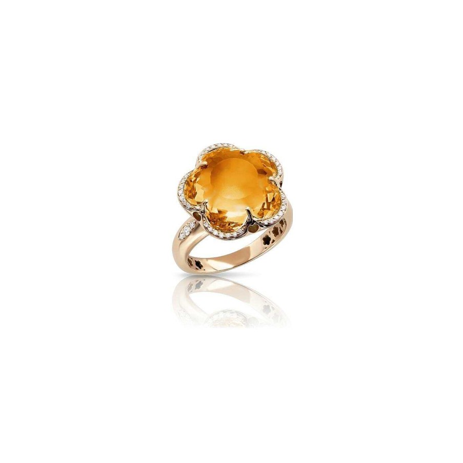 Pasquale Bruni Bague Pasquale Bruni Bon Ton En Or Rose, Diamants Et Citrine