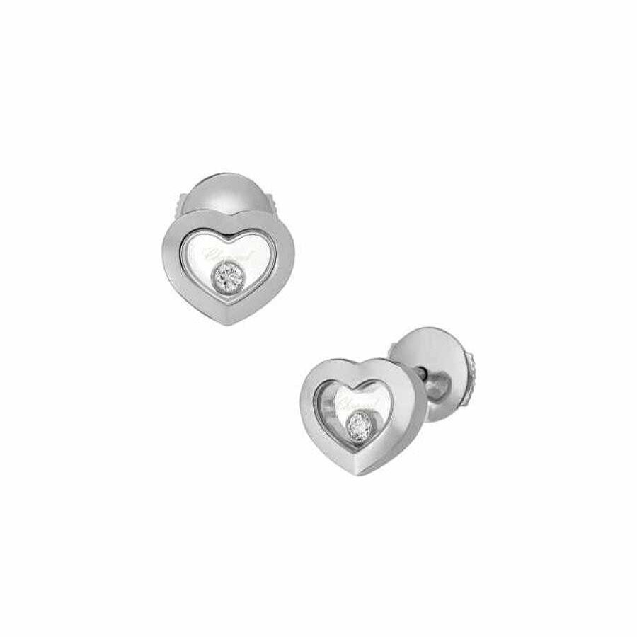 Chopard Boucles D'Oreilles Chopard Happy Diamonds Icons En Or Blanc Et Diamants