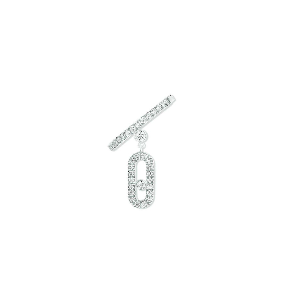 Messika Mono Boucle D'Oreille Messika Move Uno En Or Blanc Et Diamants