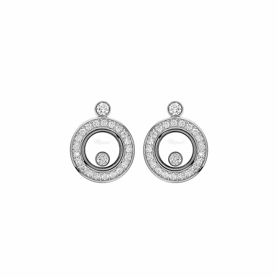 Chopard Boucles D'Oreilles Chopard Happy Diamonds En Or Blanc Et Diamants