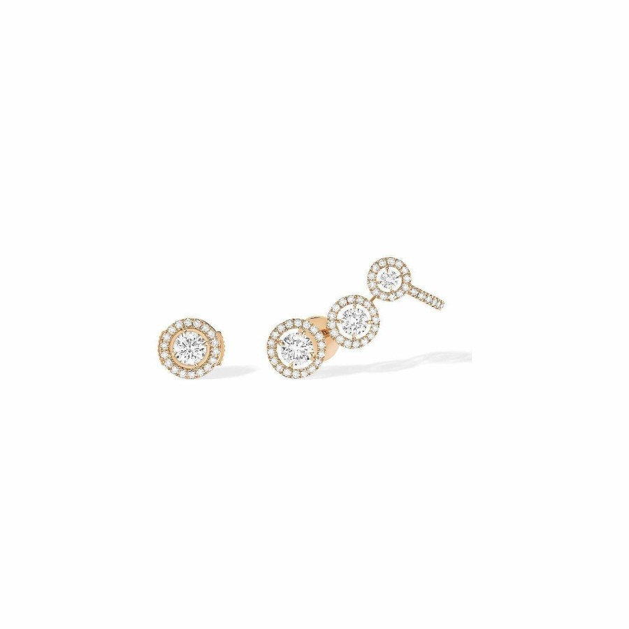 Messika Boucles D'Oreilles Messika Joy Trio En Or Rose Et Diamants