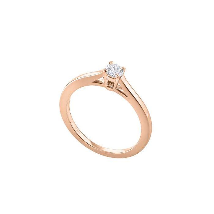 Créations Julian Bague Solitaire En Or Rose Et Diamant Blanc