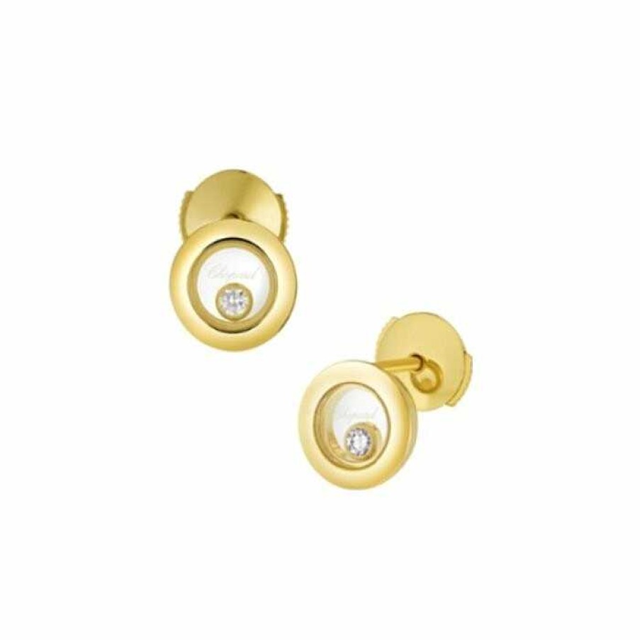 Chopard Boucles D'Oreilles Chopard Happy Diamonds En Or Jaune Et Diamants