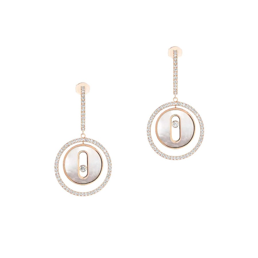 Messika Boucles D'Oreilles Messika Lucky Move En Or Rose, Nacre Et Diamants