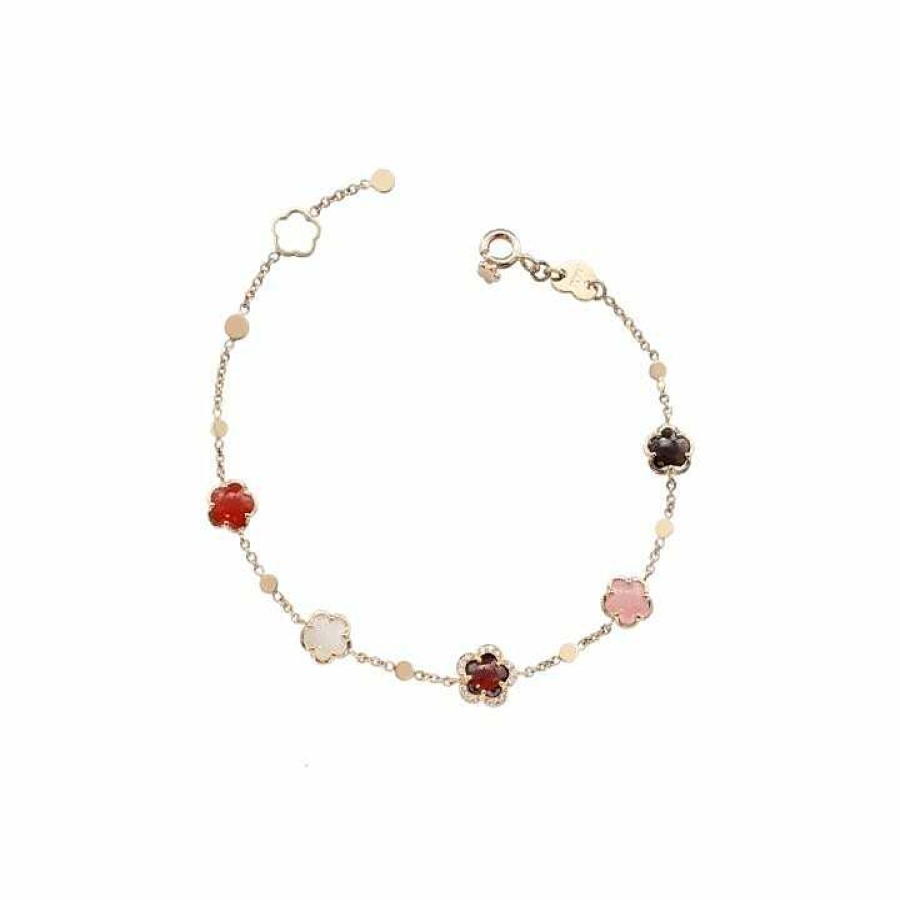 Pasquale Bruni Bracelet Pasquale Bruni Figlia Dei Fiori En Or Rose, Pierre De Lune, Grenat, Cornaline, Calc Doine Rose, Quartz Fum , Diamants Blancs Et Champagne