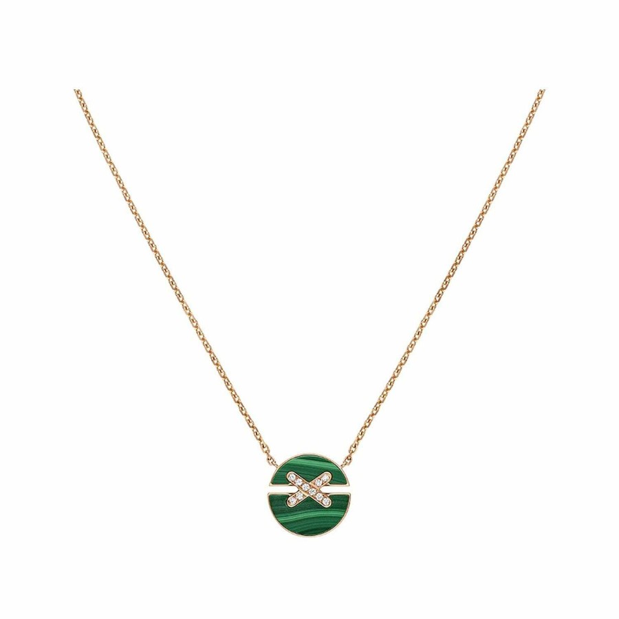 Chaumet Pendentif Chaumet Jeux De Liens Harmony Petit Mod Le En Or Rose, Malachite Et Liens Pav S De Diamants