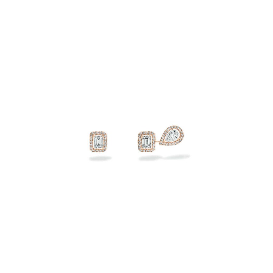 Messika Boucles D'Oreilles Messika My Twin 1+2 En Or Rose Et Diamants