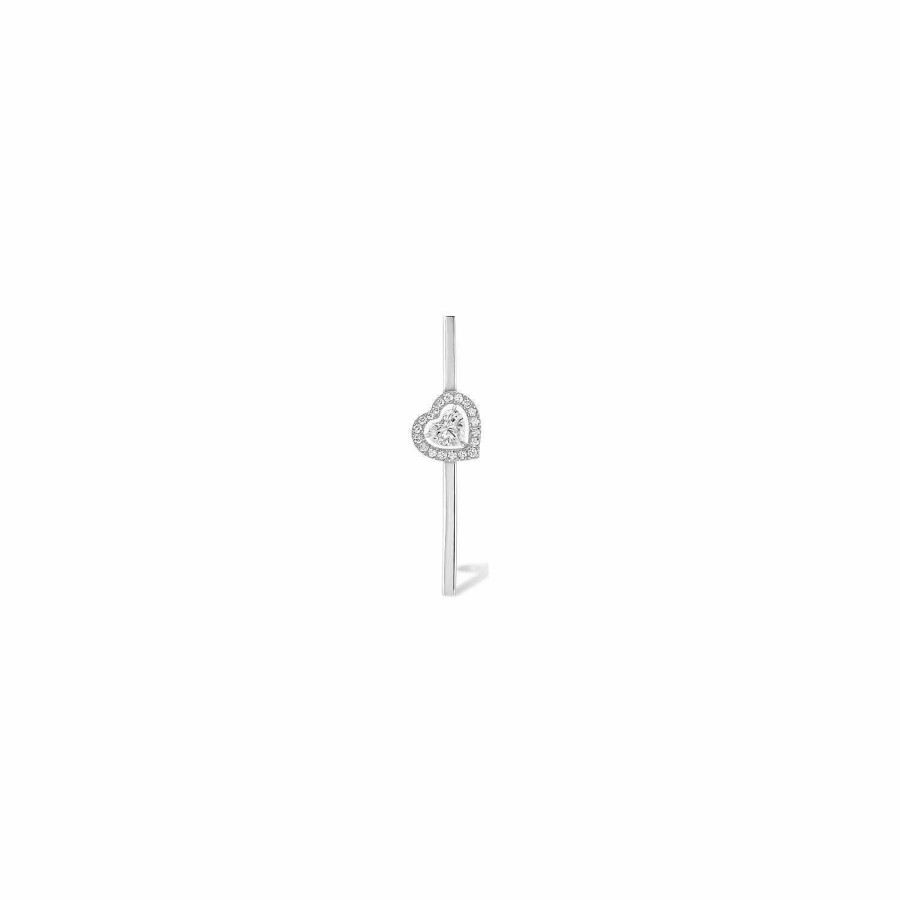 Messika Mono Boucle D'Oreille Messika Joy Coeur En Or Blanc Et Diamants