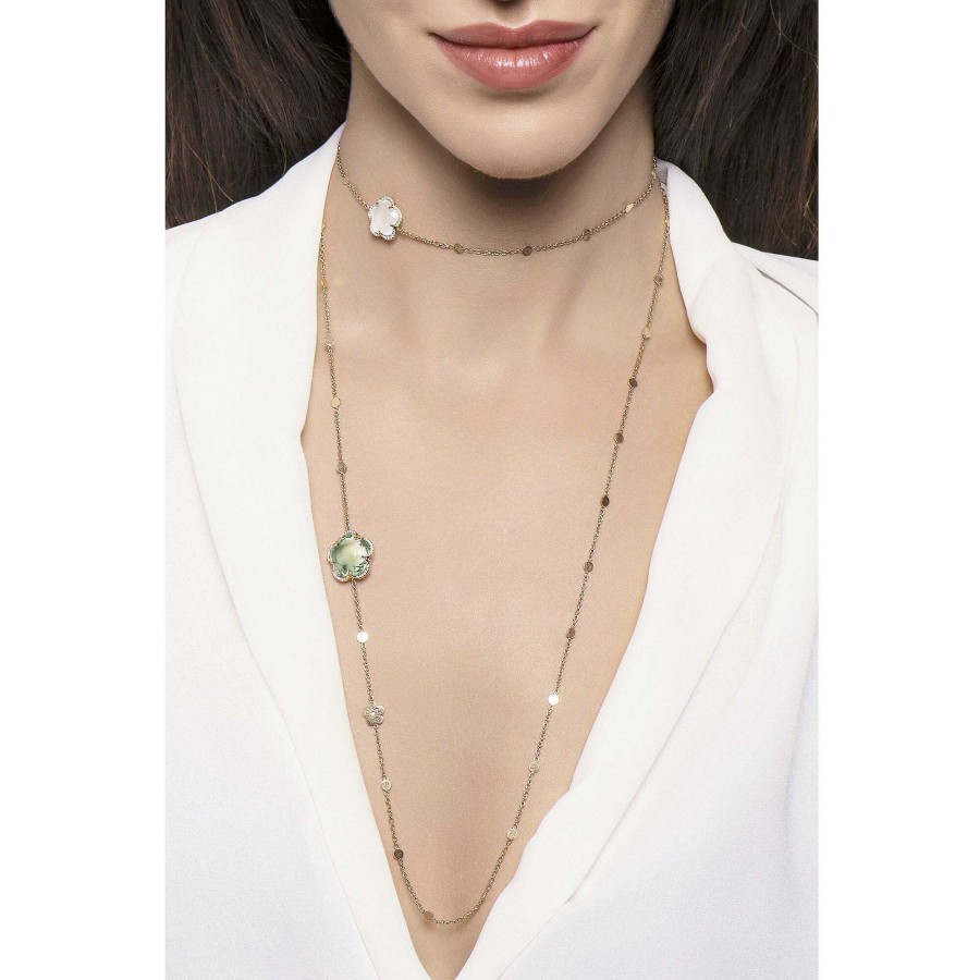 Pasquale Bruni Collier Pasquale Bruni Bon Ton En Or Rose, Prasiolite, Quartz Et Diamants