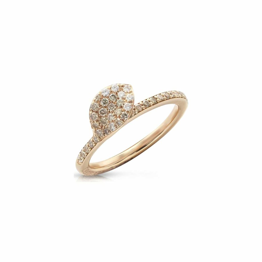 Pasquale Bruni Bague Pasquale Bruni Petit Garden En Or Rose, Diamants Bruns Et Blancs