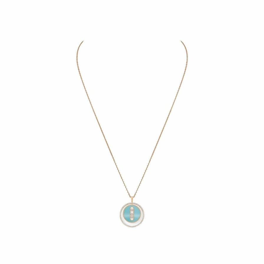 Messika Collier Messika Lucky Move En Or Rose, Diamants Et Turquoise