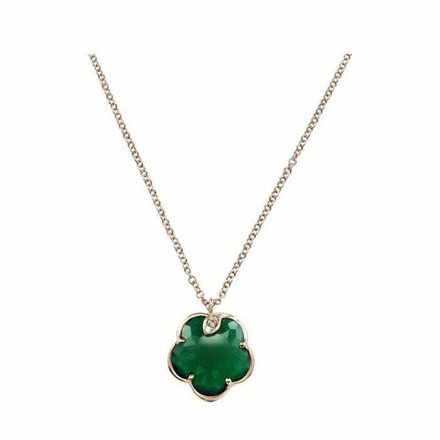 Pasquale Bruni Pendentif Pasquale Bruni Petit Joli' En Or Rose, Agate Verte Et Diamants Blancs