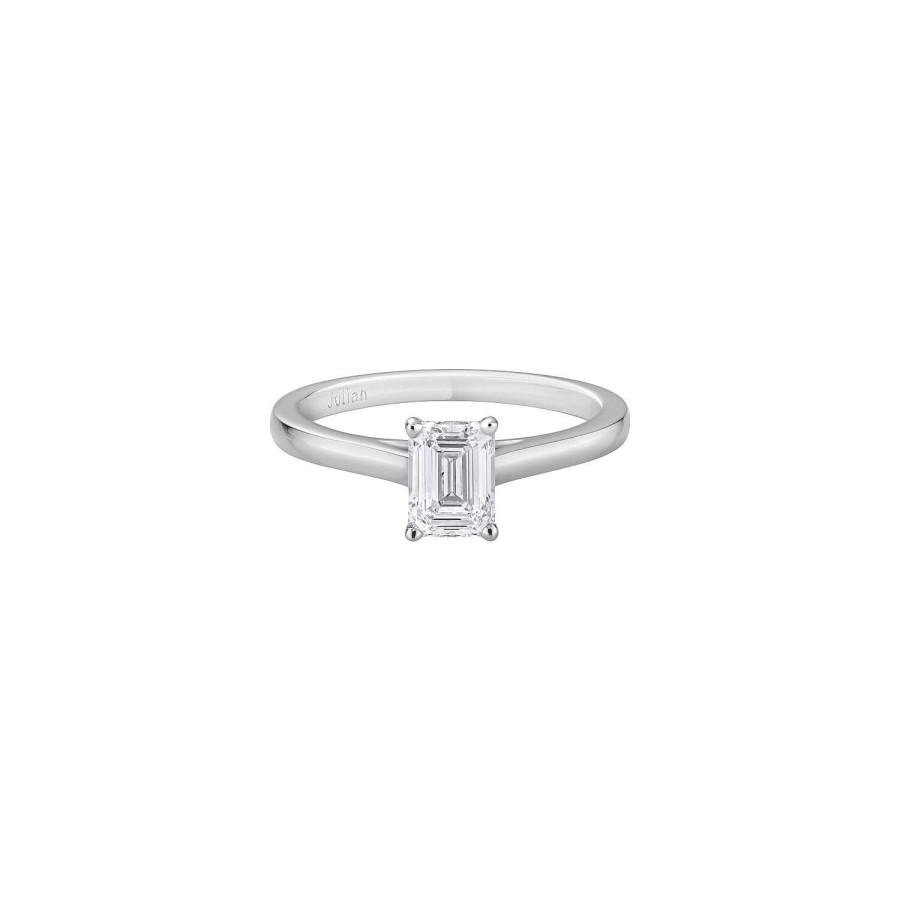 Créations Julian Solitaire Taille Meraude En Or Blanc Palladi Et Diamant Blanc