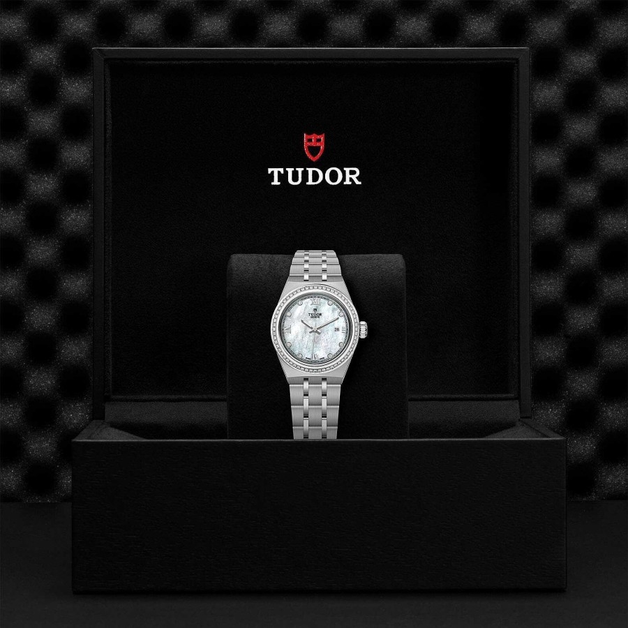 TUDOR Montre Tudor Royal Bo Tier En Acier 28 Mm, Cadran Serti De Diamants