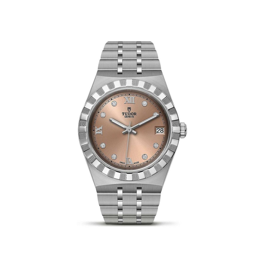 TUDOR Montre Tudor Royal Bo Tier En Acier, 34 Mm, Cadran Serti De Diamants