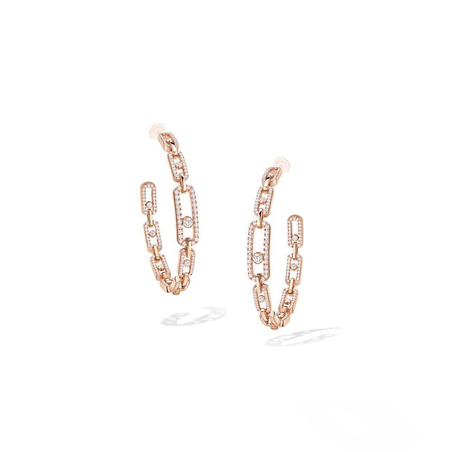 Messika Boucles D'Oreilles Cr Oles Messika Move Link Moyen Mod Le En Or Rose Et Diamants