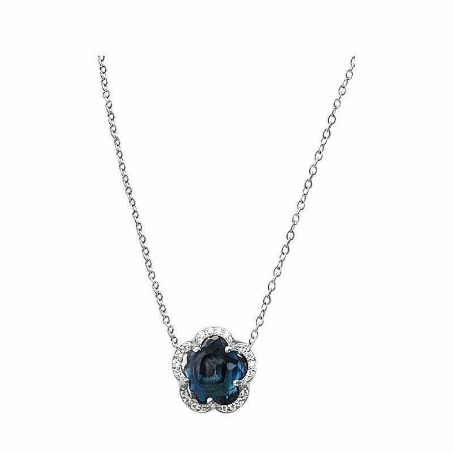 Pasquale Bruni Collier Pasquale Bruni Bon Ton Je T'Aime En Or Blanc, Topaze Blue London Et Diamants