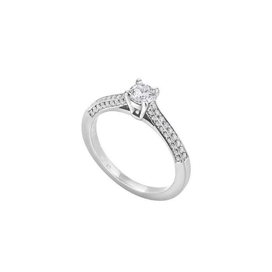 Créations Julian Bague Solitaire En Or Blanc Palladi , Diamant Blanc Et Diamants Blancs - Certificat Gia