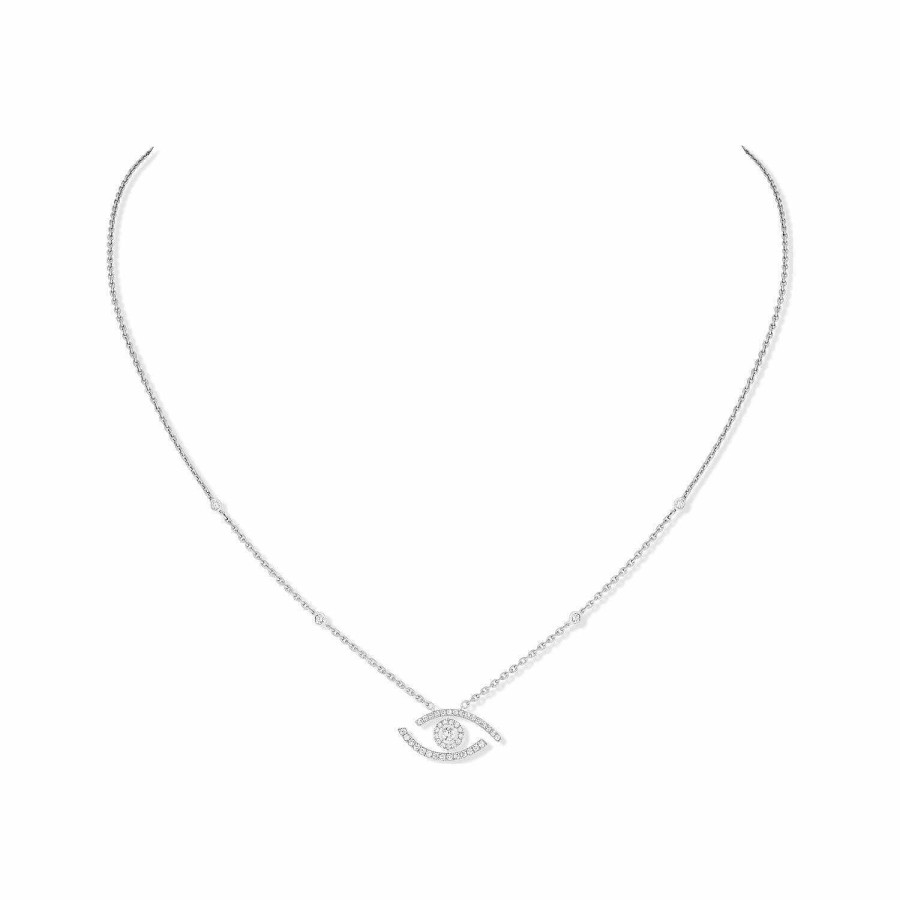 Messika Collier Messika Lucky Eye Pav En Or Blanc Et Diamants