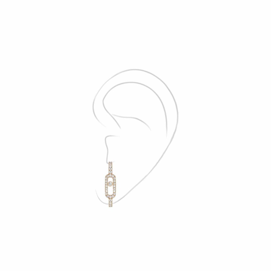 Messika Mono Boucle D'Oreille Messika Move Uno Pav E En Or Rose Et Diamants