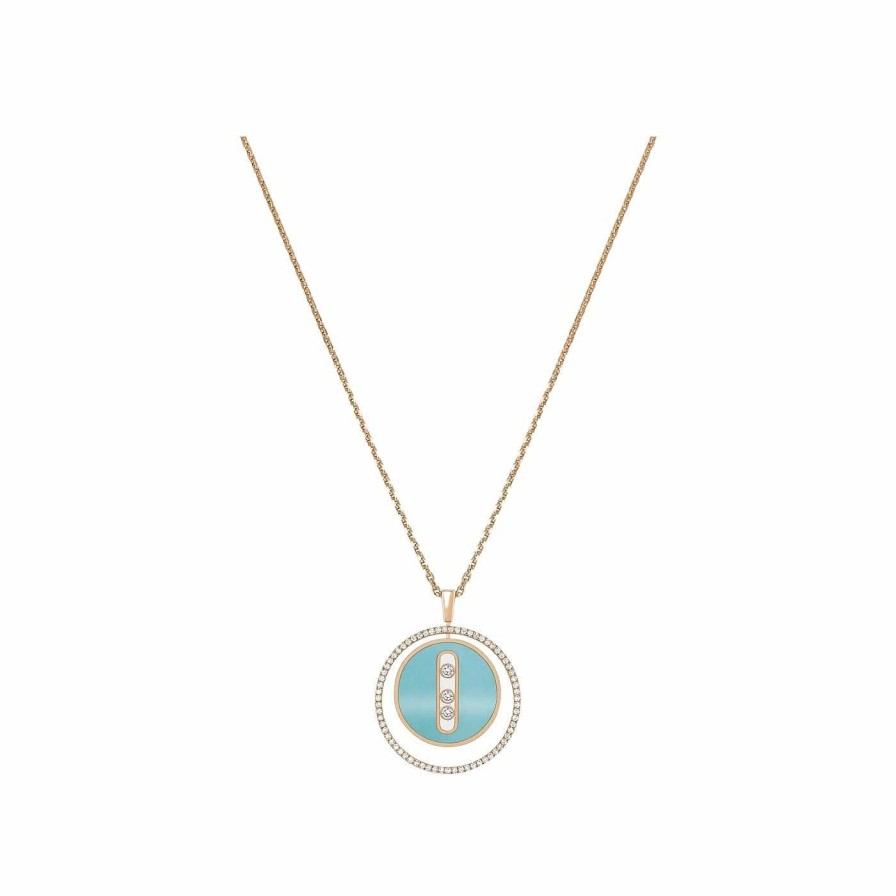 Messika Collier Messika Lucky Move En Or Rose, Diamants Et Turquoise